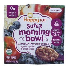 해피토트 슈퍼 모닝 볼 오트밀 + 스프라우티드 퀴노아 128g, 1개, 사과+블루베리(Apples+Blueberries)