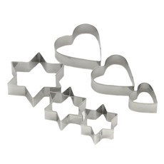 셰프크래프트 쿠키 커터 하트 앤 스타 6종 세트, Silver, 1개