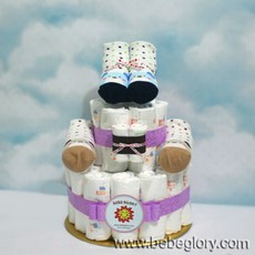 베베글로리 하트베베 기저귀케익2단 - 하기스 기저귀28개+애니멀 양말+무형광 손수건 포함, 남아용_1단계_신생아용, 1개