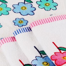 (주)타올인 행복한 꽃 나염 행주 50g 35x40cm 자수 순면행주 주방행주, 파랑, 1개