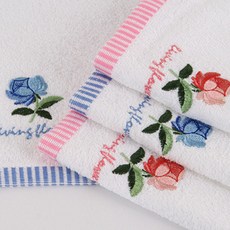 (주)타올인 행복한 꽃 자수 행주 50g 35x40cm 순면행주 주방행주, 분홍, 1개