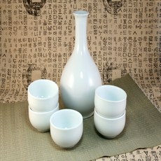 백자 호리병 및 막걸리잔 세트 (6P) / 막걸리병 술병 동동주병 도자기병 도자기술병 백자주병 백자술병, 1개