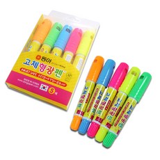 동아연필 고체형광펜 원형 타원형 3색세트 5색세트, 원형 5색세트, 1세트