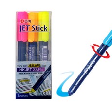 동아연필 고체형광펜 원형 타원형 3색세트 5색세트, 제트스틱 타원형 3색세트, 1세트