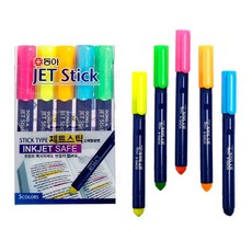 동아연필 고체형광펜 원형 타원형 3색세트 5색세트, 제트스틱 타원형 5색세트, 1세트