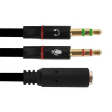 주식회사 위시 이어셋 to PC 변환 어댑터 Y잭, 이어셋변환케이블(보급)-블랙