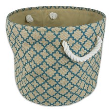 Design Imports 라운드 벌랩 빈 래티스 S, Teal, 1개