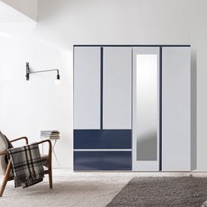 해해동동 하늘빛1600 거울옷장세트(투서랍옷장+거울옷장) (99) 댐퍼경첩 옷장, 하늘빛1600거울옷장세트-네이비투톤