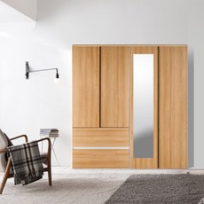 해해동동 하늘빛1600 거울옷장세트(투서랍옷장+거울옷장) (99) 댐퍼경첩 옷장, 하늘빛1600거울옷장세트-아카시아