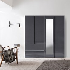 해해동동 하늘빛1600거울옷장세트 (투서랍옷장+거울옷장) (88) 댐퍼경첩 옷장, 하늘빛1600거울옷장세트(88)-그레이