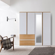 해해동동 하늘빛1600 거울옷장세트(투서랍옷장+거울옷장) (99) 댐퍼경첩 옷장, 하늘빛1600거울옷장세트-아카시아투톤