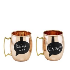 Old Dutch 솔리드 초크보드 모스코우 뮬 머그 16oz, Copper, 2개