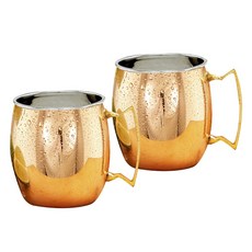 Old Dutch 투-플라이 솔리드 모스코우 뮬 머그 16oz, Copper+Stainless Steel, 2개