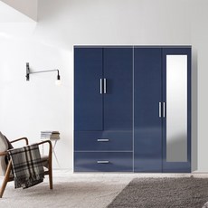 해해동동 구르미1600거울옷장세트(88)(투서랍옷장+거울옷장) 옷장, 구르미1600거울옷장세트(88)-네이비