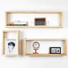 sehyun 원목 사각 벽선반 큐브, 내추럴(무도장), 1단