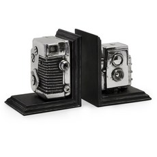 Imax Worldwide Home 빈티지 카메라 북엔드, Black+Silver