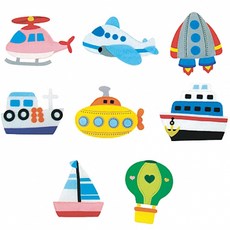 꾸미기만들기 청양 펠트교육자료 공중 해상 8종 모형, 공중해상 탈것