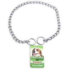 보스펫 미디엄 웨이트 체인 칼라 애견 목줄, Silver, 1개