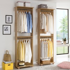 프리메이드 이동식 2단 행거 드레스룸행거 옷걸이, 2단행거 오크