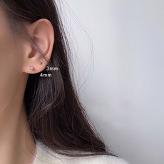 라넌스타일 서지컬스틸 심플한 실버 볼 귀걸이