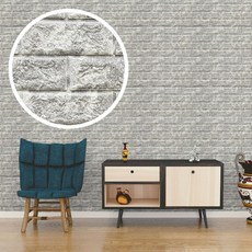 든든스토어 접착식 폼블럭 단열벽지 폼블럭벽지 폼벽지 벽돌벽지 시트지, 폼블럭 그레이 220cm, 1개