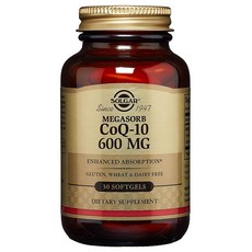 SOLGAR MegaSorb CoQ-10 600毫克軟膠囊 無麩質, 1個, 30錠