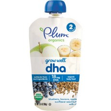 플럼오가닉스 그로우 웰 DHA 99g, 블루베리,바나나,사과, 해바라기씨버터with치아(blueberry, banana, apple & sunflower seed butter with chia), 1개