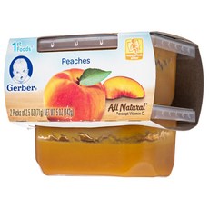 Gerber 1단계 어린이 식품 142g 2개입, 복숭아(Peaches), 1개