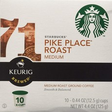 스타벅스 파이크 플레이스 로스트 미디엄 그라운드 커피캡슐 K-컵, 12.5g, 10개, 10개입