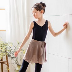 [삐에아떼르] 유아발레 쉬폰 리본 스커트 8001 밀크티