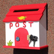 마프 예쁜 벽걸이 우체통 편지함 우편함, D1692R레드 미니잔디 열쇠우체통, 1개