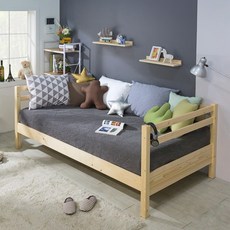 [한정수량 추가할인쿠폰] 에보니아 파인 원목 데이베드 슈퍼싱글 침대, 네추럴프레임