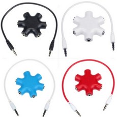 티앤디 5WAY 5구 오디오 분배기 스플리터 이어폰 헤드폰 헤드셋, 화이트, 1개