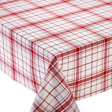 Design Imports 다운 홈 플레이드 식탁보, Red+White, 지름 177.8cm, 1개
