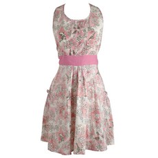 Design Imports 블러싱 버드 에이프런 앞치마, White+Pink, 1개