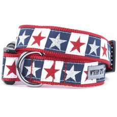 The Worthy Dog 스타 앤 스트라이프 애견 목줄, Blue + Red + White, 1개