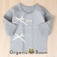 [오가닉붐]인증받은 오가닉 무형광 득템 그레이 이중지 유기농 아기 신생아 배냇저고리 출산준비