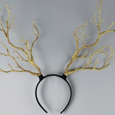 가발위드 크리스마스 머리띠 사슴뿔 헤어밴드 촬영 소품 헤어 악세사리, 골드브라운, 1개