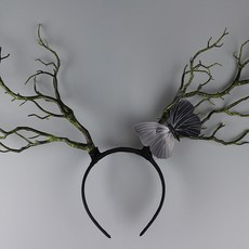 가발위드 크리스마스 머리띠 사슴뿔 헤어밴드 촬영 소품 헤어 악세사리, 나비그린, 1개