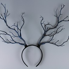 가발위드 크리스마스 머리띠 사슴뿔 헤어밴드 촬영 소품 헤어 악세사리, 블루, 1개