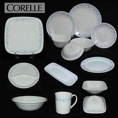 CORELLE 코렐-모닝블루 낱개판매 강화유리 식기 코렐찬기 코렐접시 코렐그릇, 모닝블루, 사각개인접시, 1개