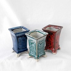 제이팟다육 6색 직사각 칼라 다육이화분 미니 도자기 화분, 빨강