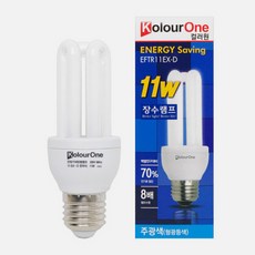 장수램프 삼파장 전구 형광램프 11W, 전구색, 1개