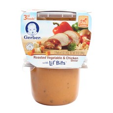 Gerber 3단계 142g 2개입, 로스티드 베지터블 + 치킨 디너 with 릴 비츠 (Roasted Vegetable + Chicken Dinner with Lil' Bites), 1개, 284g