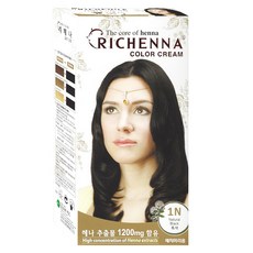 리체나 칼라크림 세화피앤씨 헤어컬러 염색약, 1N(흑색), 3개