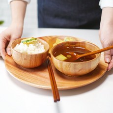 [알럽하우스] 우드식기 통원목 공기 대접 1인조 세트, 단품