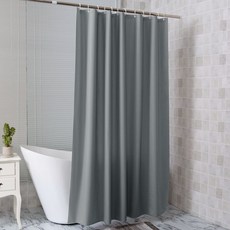 PEVA 욕실 샤워커튼 무지그레이(커튼고리포함) 180X180cm 욕조 가림막 비닐 방수 커텐, 그레이, 1장