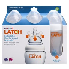 먼치킨 랫치 보틀 젖병 240ml 2종 세트, 0m+, 3m+, Clear, 1개