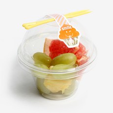 피크닉앤패키지 투명컵 돔뚜껑(7온스)+노랑미니포크+스티커20set, 1개, 20세트