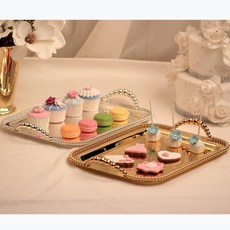 ms소품세상 물방울 사각 쟁반 3034, 실버